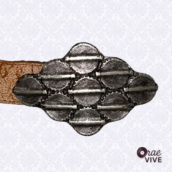 Vintage Industries du Cuir Paris Leather Diamond Buckle Belt 75/30 - Picture 6 of 7